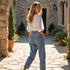 Jeans Bordado Mini Flores - Denim