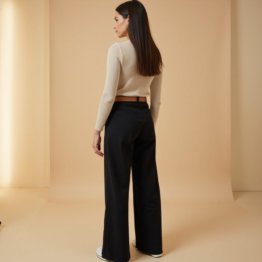 Pantalón Culotte Cinturón - Negro
