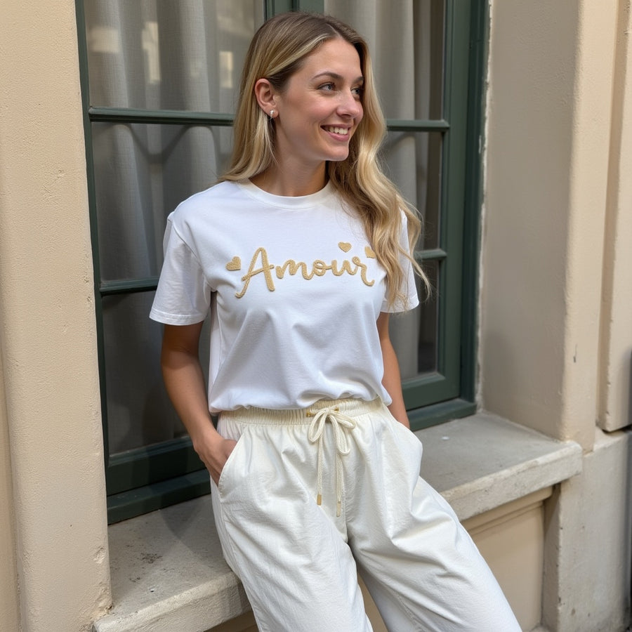 Camiseta Amour - Crema