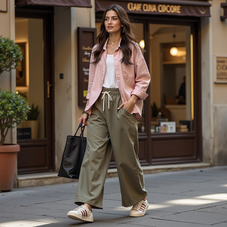 Pantalón Bajo Goma - Beige