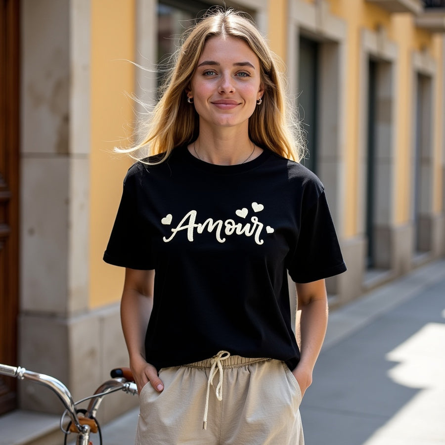 Camiseta Amour - Negro