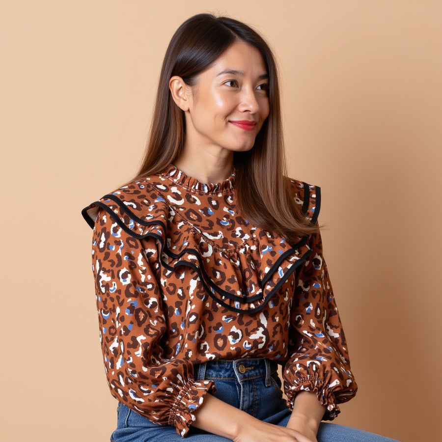 Blusa Volante Animal - Teja