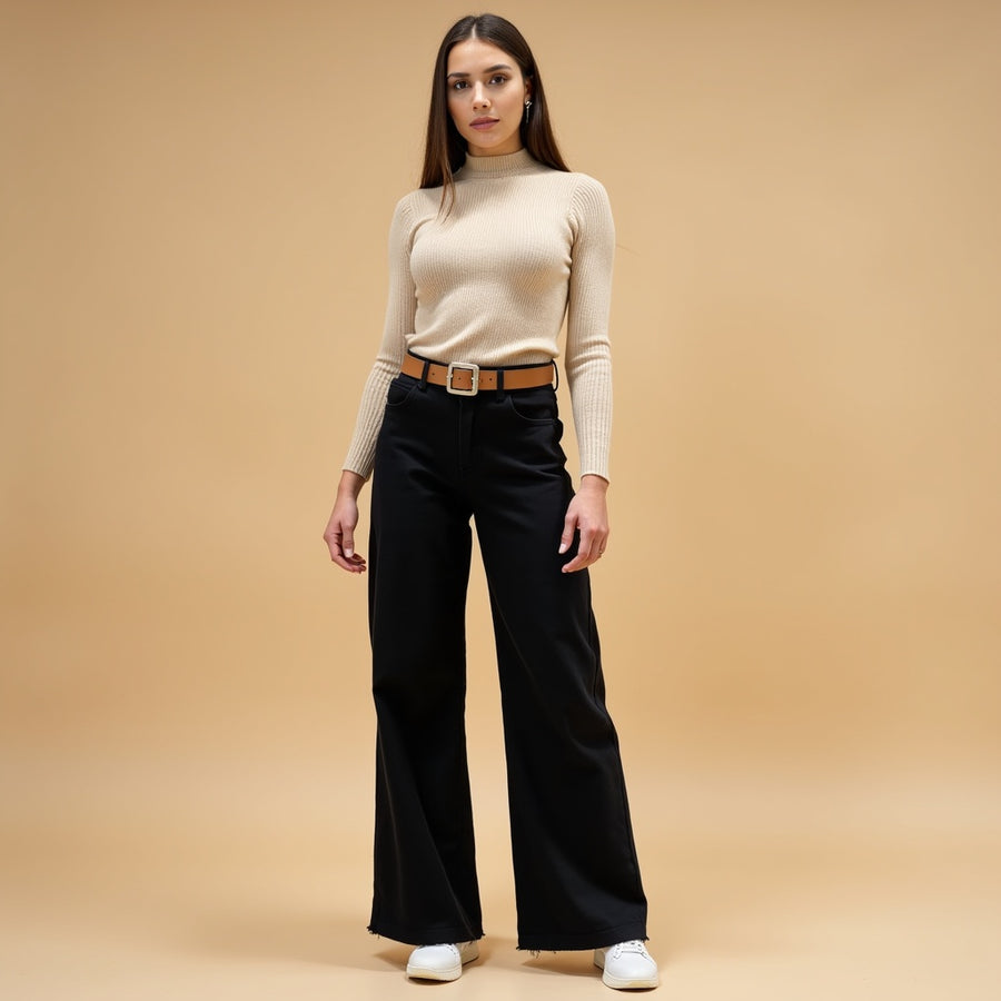 Pantalón Culotte Cinturón - Negro