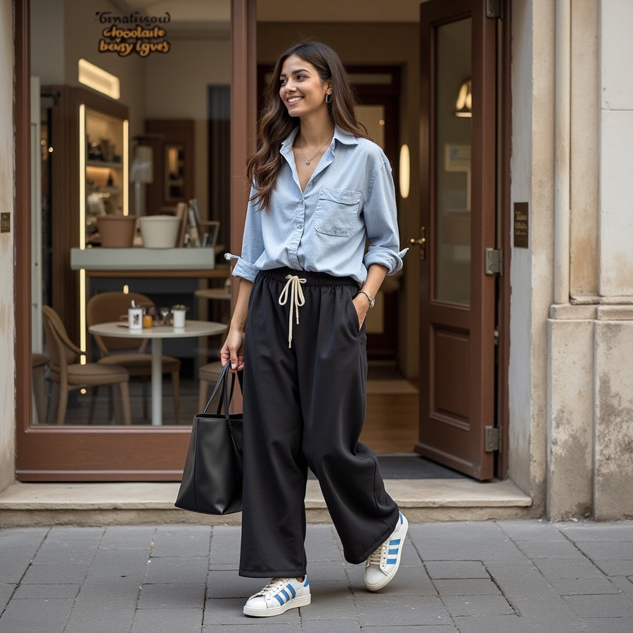 Pantalón Bajo Goma - Negro