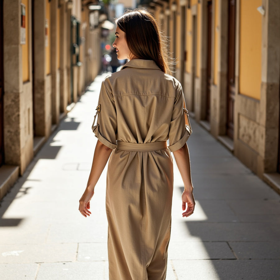 Vestido Largo Lino - Beige