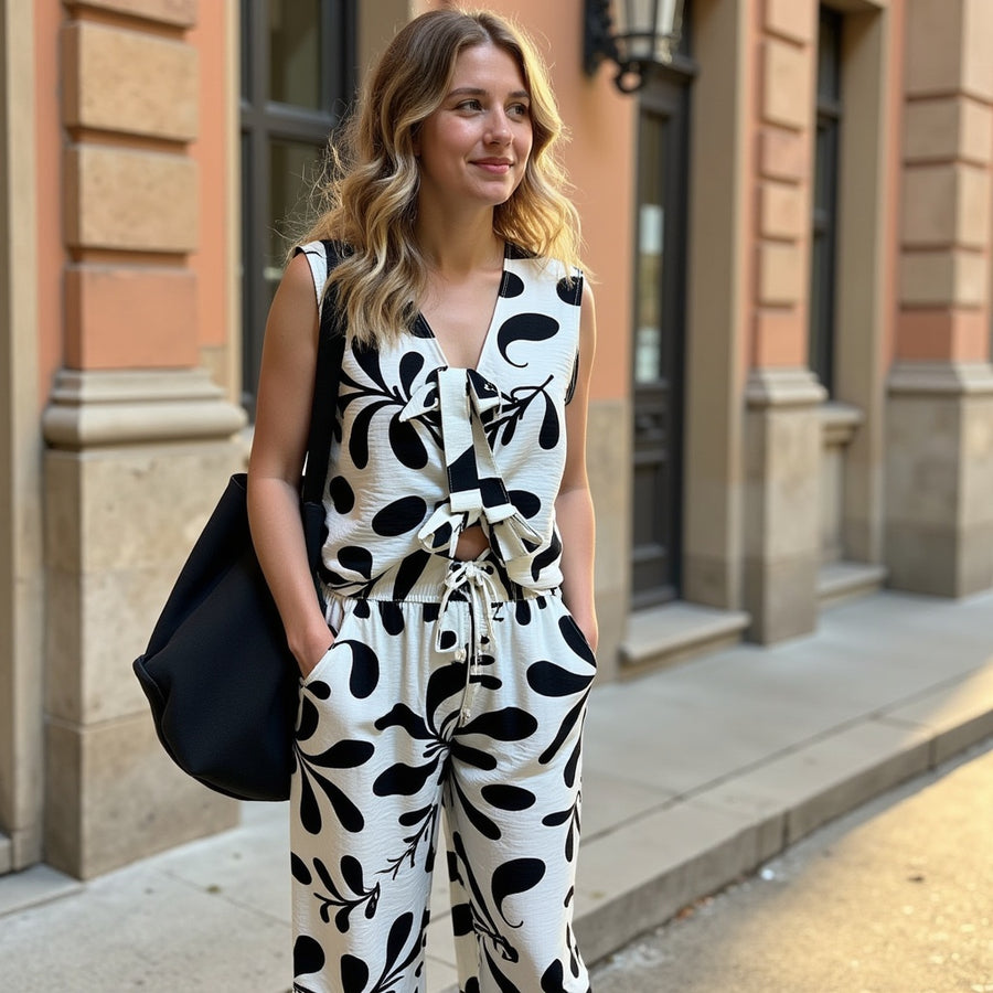 Pantalón Fluido Estampado - Kaki