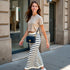 Falda Punto Rayas - Beige