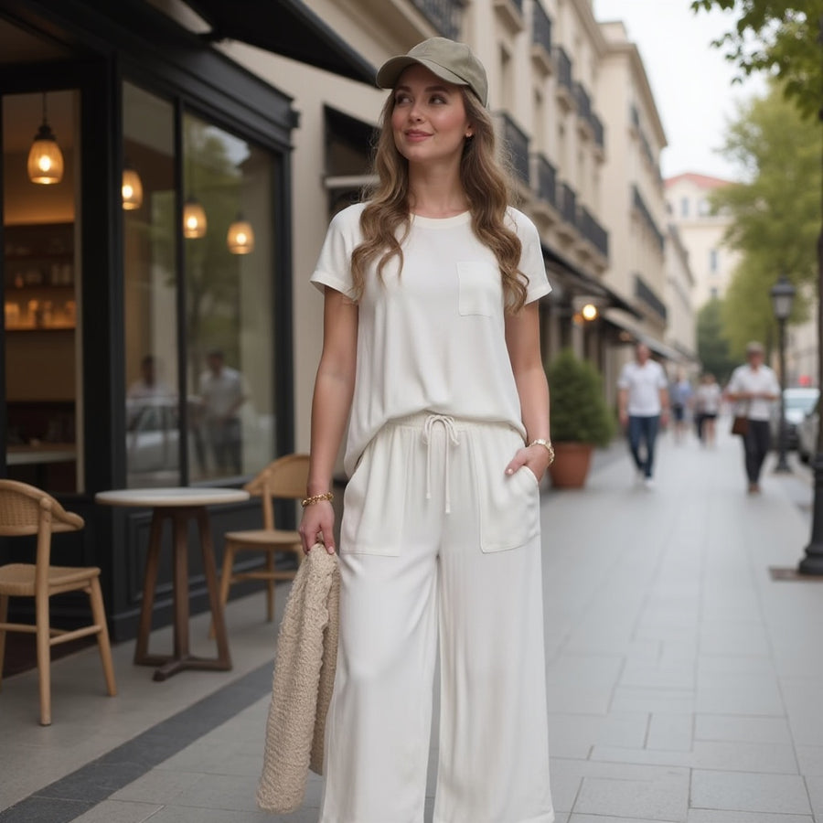 Pantalón Lino Bolsillos - Blanco