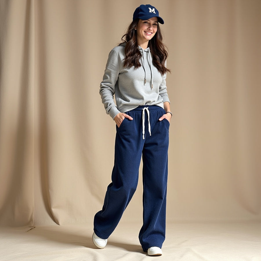 Pantalón Afelpado Rayas - Azul