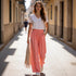 Pantalón Floral Fluido - Rojo