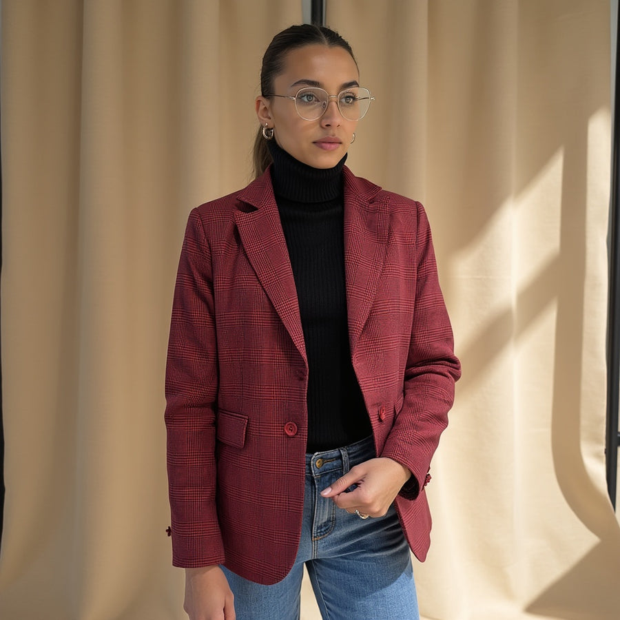 Blazer Cuadros - Rojo