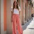 Pantalón Floral Fluido - Rojo