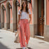 Pantalón Floral Fluido - Rojo